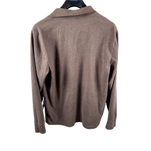 St John's Bay Legacy Polo Shirt Mens L Brown Long Sleeve Casual - Picture 2 of 3